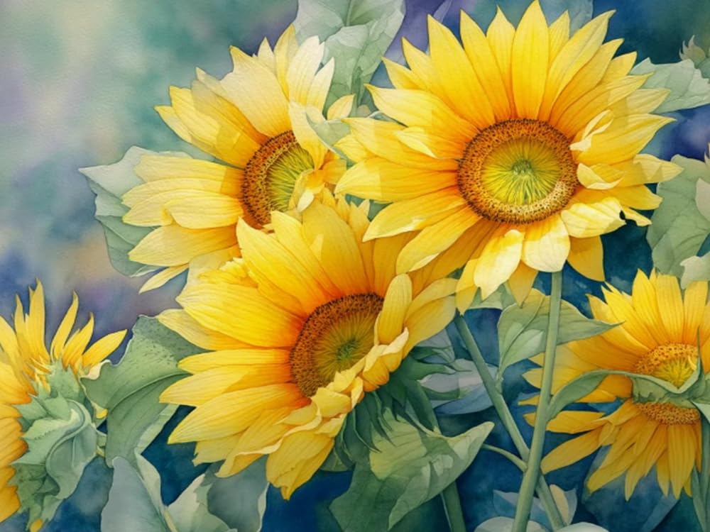 Brennora Stamped Cross Stitch Kits for Adults Sunflower 11CT Counted Cross-Stitch Embroidery Patterns Beginners Home Decor 16x20 inch