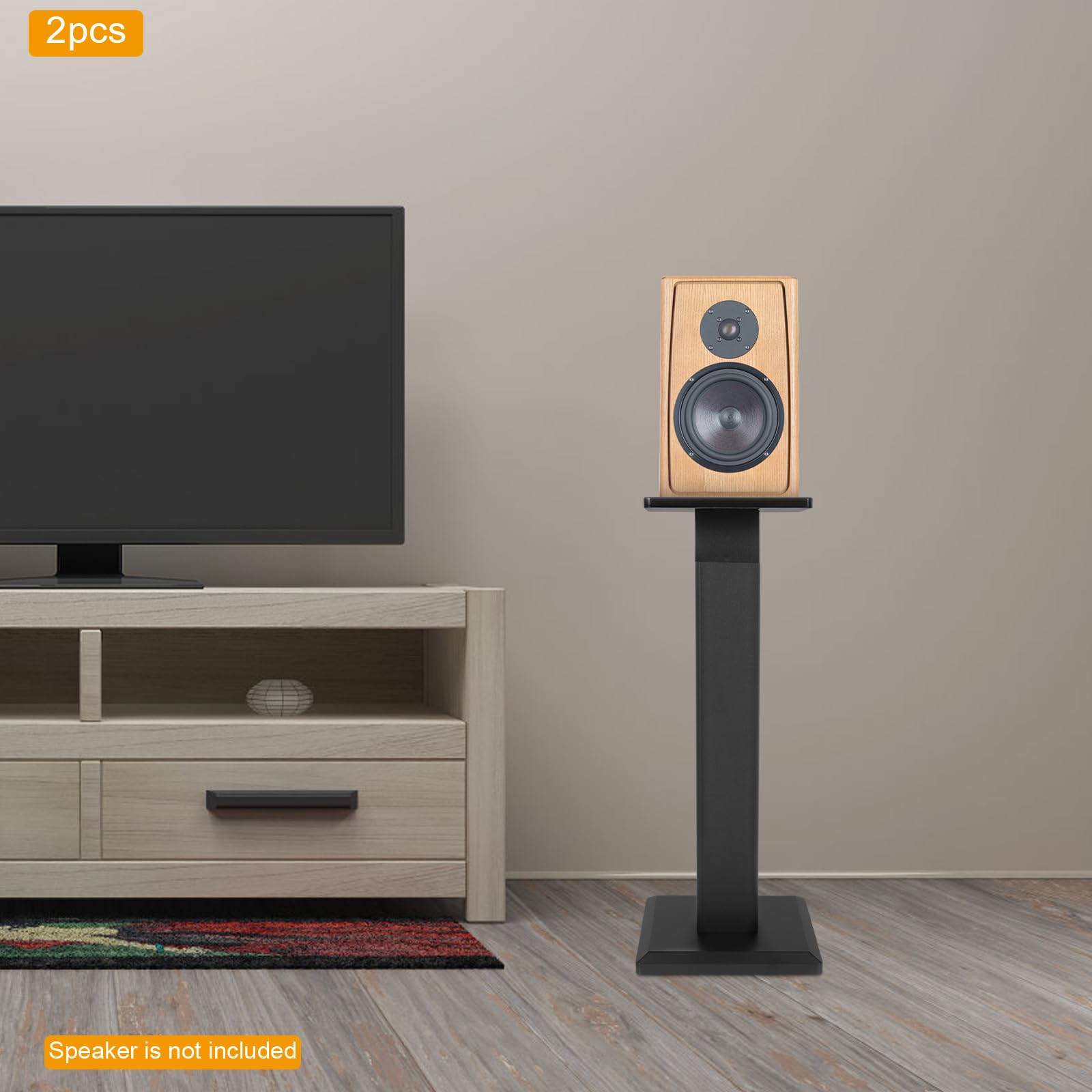 Juego de 2 patas de altavoces ajustables, 65-85 cm, soportes de altavoz, soporte para altavoz de MDF chapado premium, carga 30 kg, base ampliada para Home Cinema Bars, salas privadas KTV