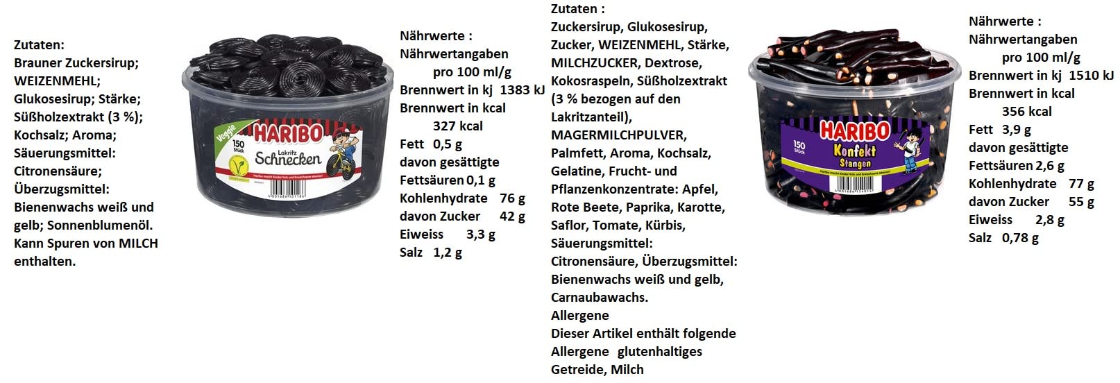 8 Dosen Haribo Lakritz Mix aus 7 Sorten 1x Salino, 1x Salzbezeln, 1x Vampire, 1x Viola, 1x Lakritz Schnecken, 1x Konfekt Stangen 2x Color-Rado