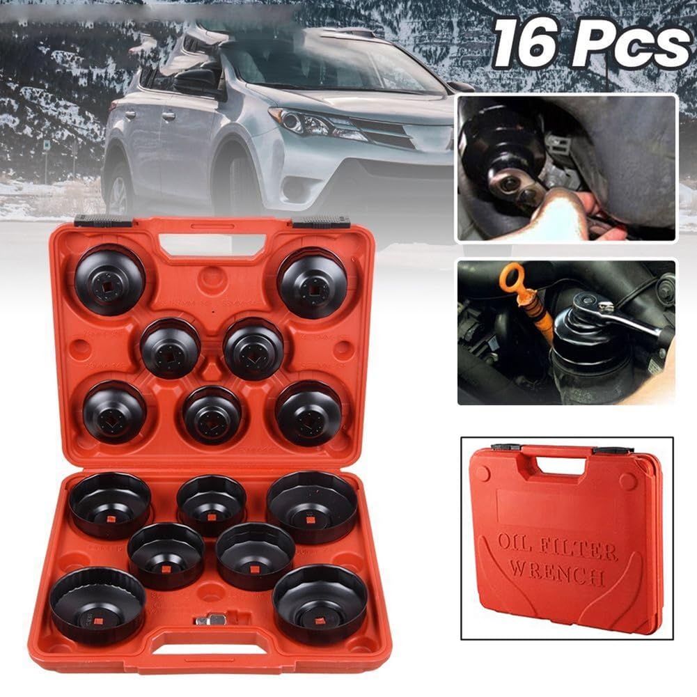 Set Completo di Chiavi per Filtri 'Olio - Kit di Strumenti per La Rimozione di Tazze e Bussole da 16 Pezzi per Una Manutenzione Efficiente 'Auto