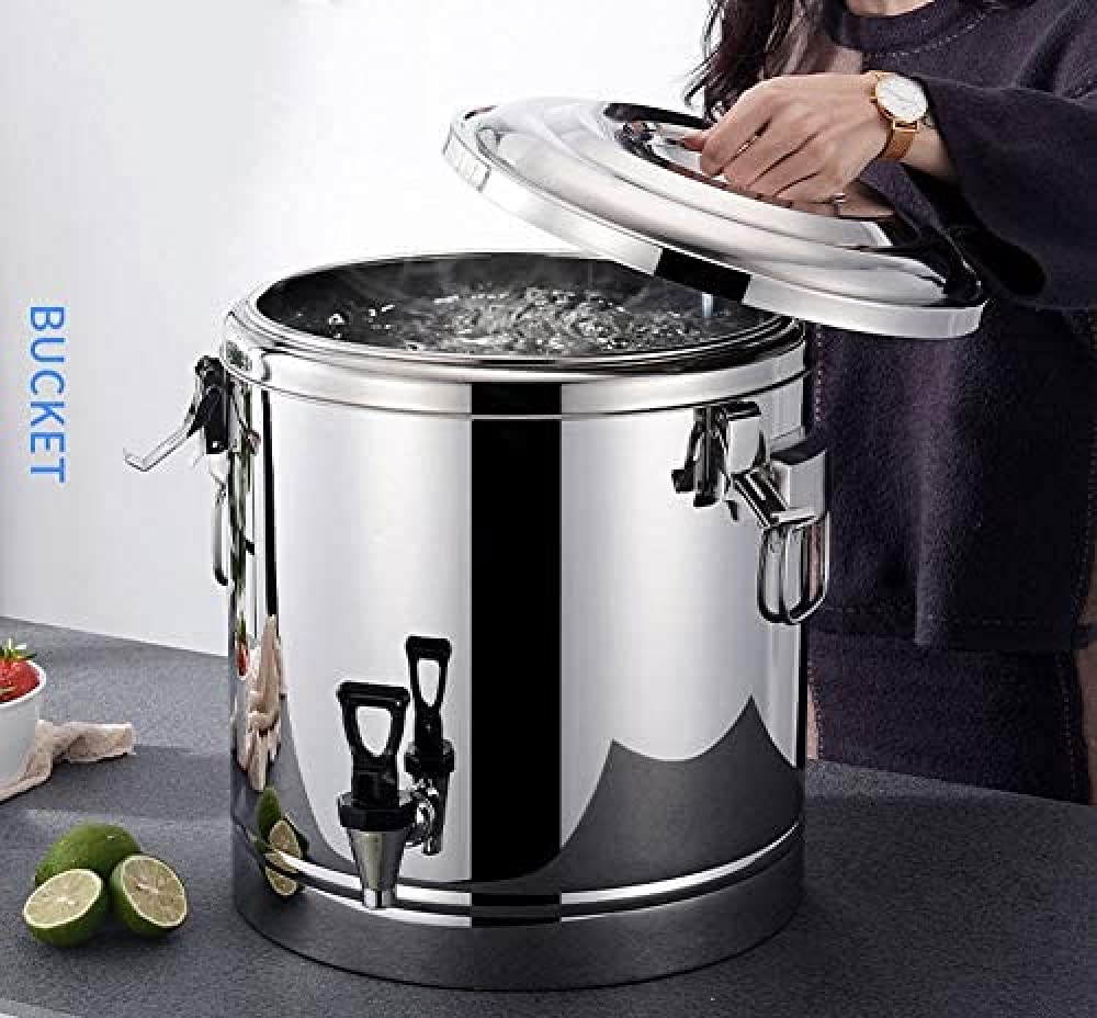 Distributore di acqua calda da 10 l, isolato per tè, secchiello per ghiaccio, scalda bevande, dispenser per bevande, urna in acciaio inox, per caffè, acqua, latte, tè e zuppe