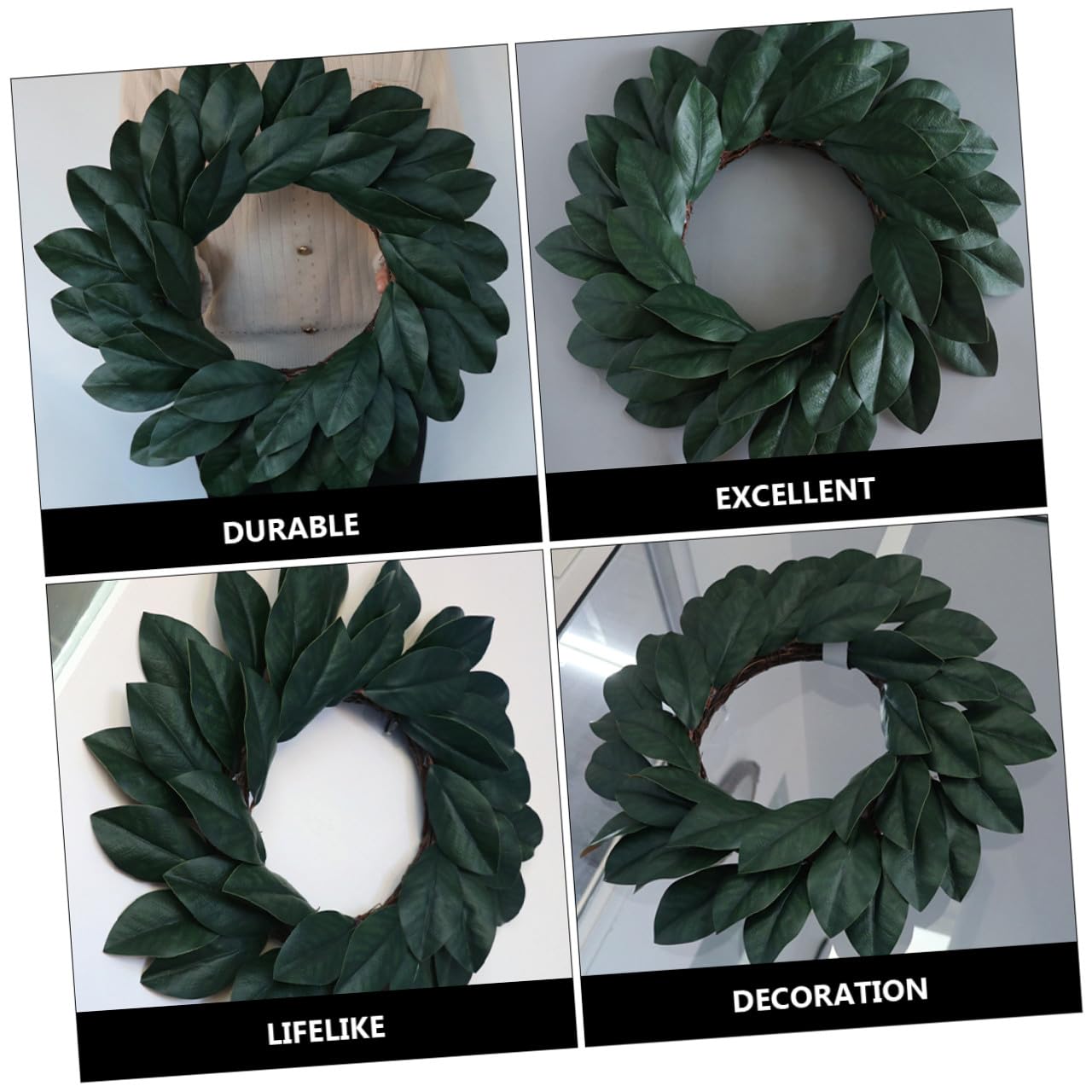 Künstlicher Rattan Kunststoff aus Magnolienblattkranz und Deko