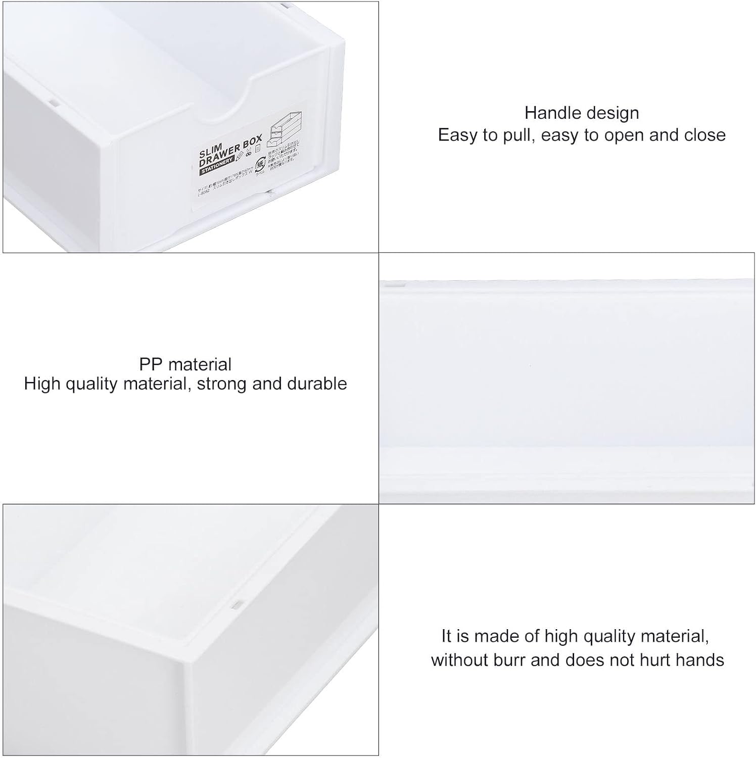 1 Pack Storage Box Stackable PP Material Large Capacity Classified Storage Strong Drawer Box Stacking Drawer(white)