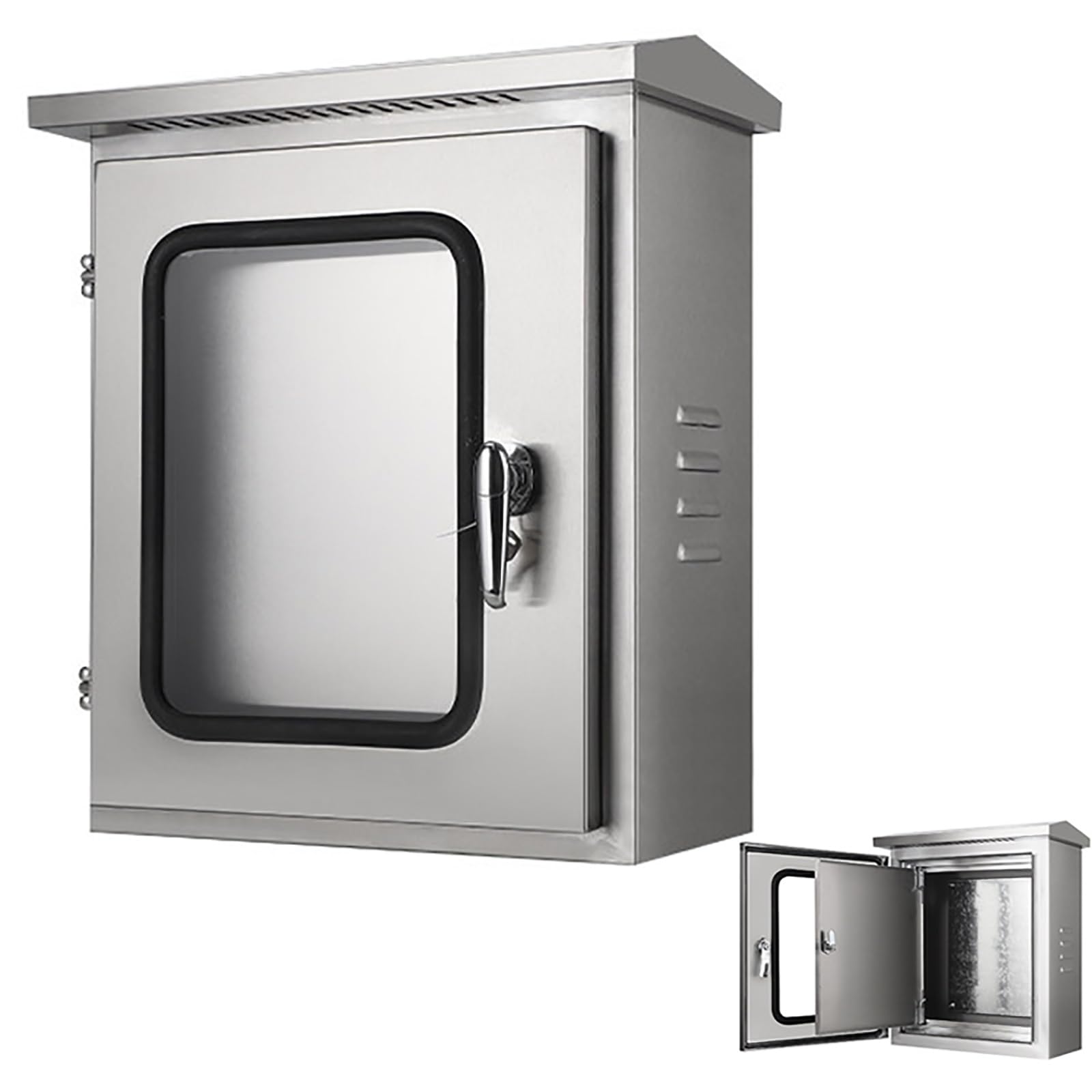 Cassetta Elettrica a Doppia Anta, Scatola Derivazione in Acciaio Inox 304 | Con Finestra di Lspezione, Scatola Elettrica IP65 con Serratura e Piastra di Montaggio(50x40x30cm/20x16x12in)
