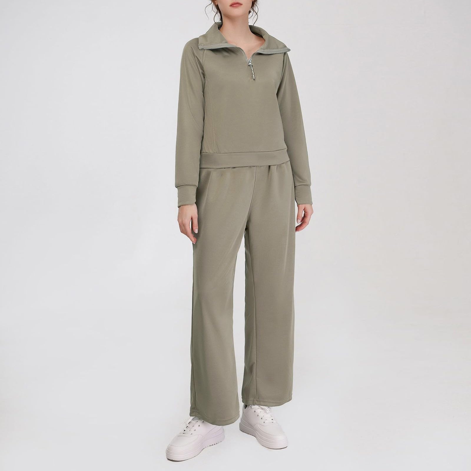 HEONSATI Tute Donna Invernale Due Pezzi Felpa Con Zip Pantaloni Della Tuta | Completo Da Casa Oversize Morbido Tracksuit Da Ginnastica Leggero Comodo Set Felpata In Pile Jogging Loungewear Tinta Unita