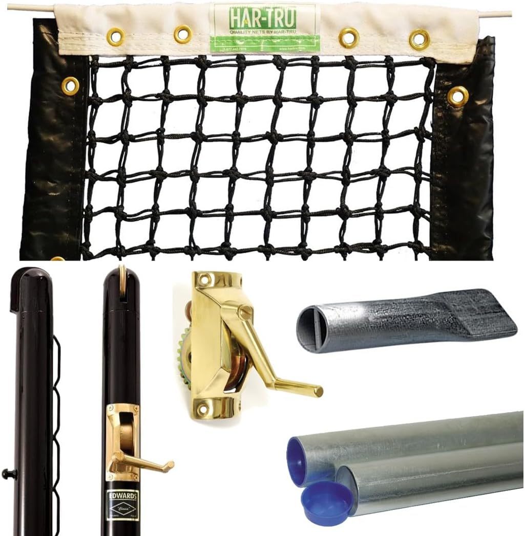 Har-Tru 3mm Regency Double Braided Tennis Net, Tidy-Fit Optional Seasonal Court Maintenance Kit