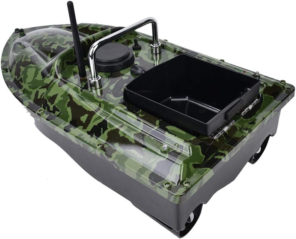 RC Fishing Baits Dumping Boat, 500m Wireless Remote Control Fishing Bait Boat with LED Night Light Auto Cruise Control (Green)