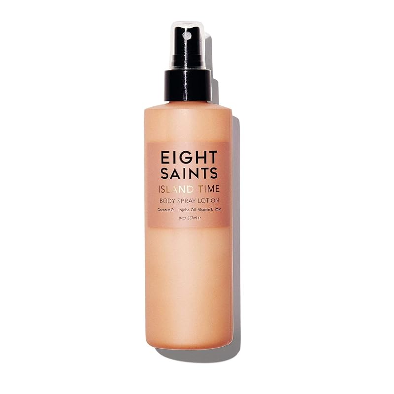 Eight Saints Island Time Loção Corporal em Spray com Óleo de Coco, Óleo de Jojoba e Vitamina E, Fragrância de Coco, 240 mL
