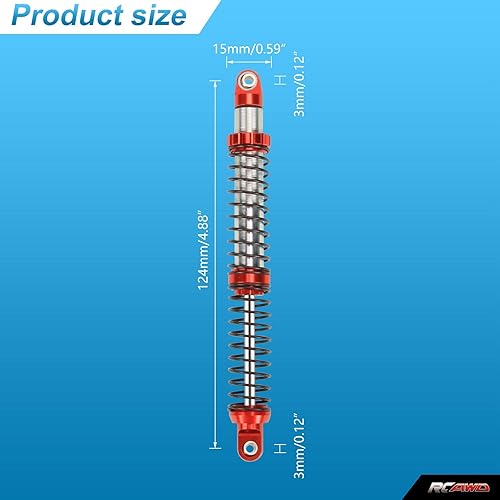 Miniatura 2 de RCAWD Amortiguador universal de 4.724in para un montón de autos de pasatiempos RC 110, actualizaciones de choque RC de aluminio completo,