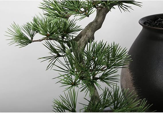 Artificial Tree Simulation Welcomed Pine Bonsai Tree Japanese Style Black Pine Long Needle Pine Fake Plant Ornaments Suitable for Tea Room Homestay Zen Decoration Simulation Bonsai
