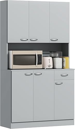 Miniatura 9 de HOMCOM - Gabinete de despensa de cocina de 71 pulgadas, gabinete de almacenamiento alto con soporte para microondas, buffet con aparador, 6 puertas,