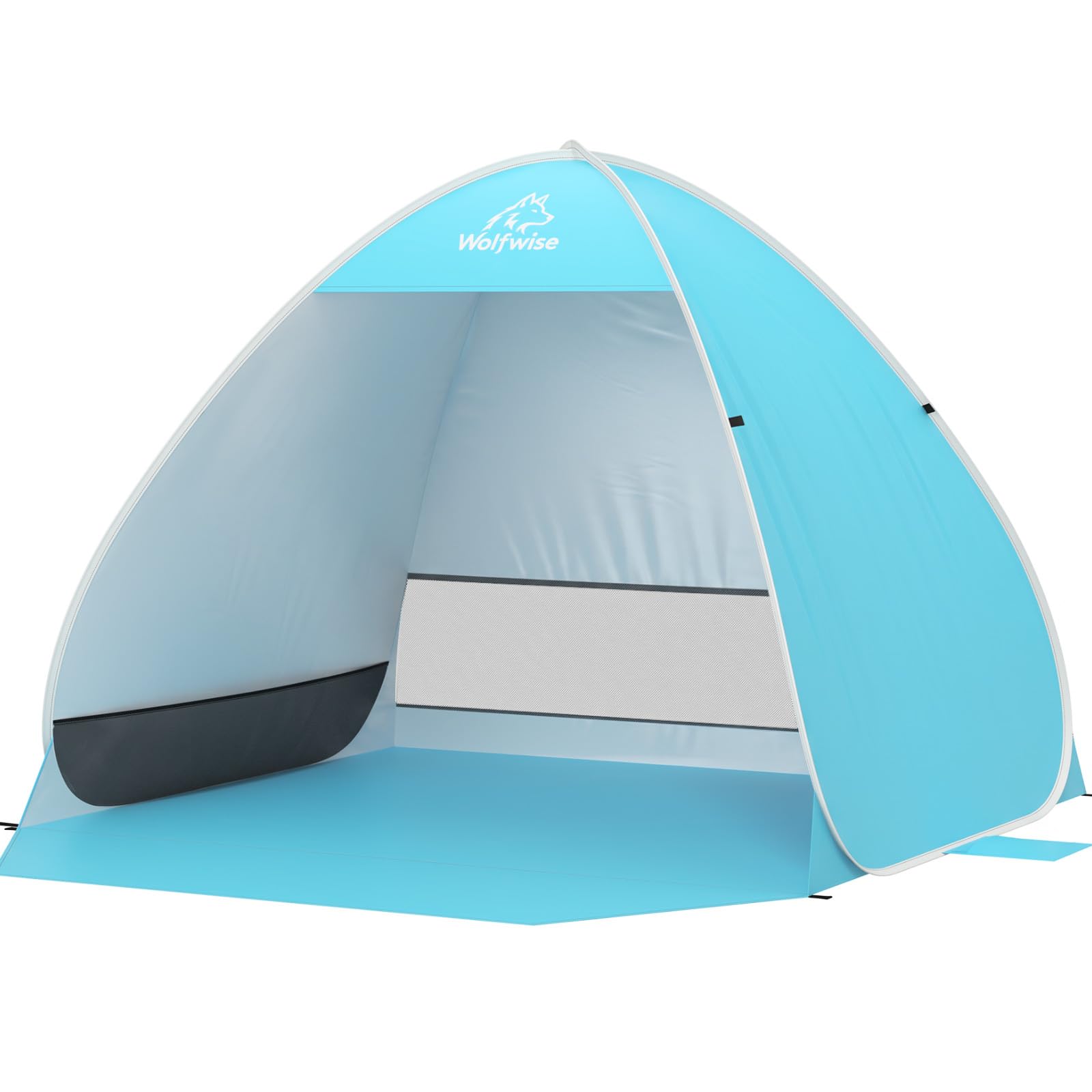 Wolfwise Carpa de Playa desplegable para 2-3 Personas, Refugio de Playa con protección UV 50+, Montaje en Segundos, Repelente al Agua y ventilada, 150 x 120 x 110 cm (59 x 47 x 43 in), Azul