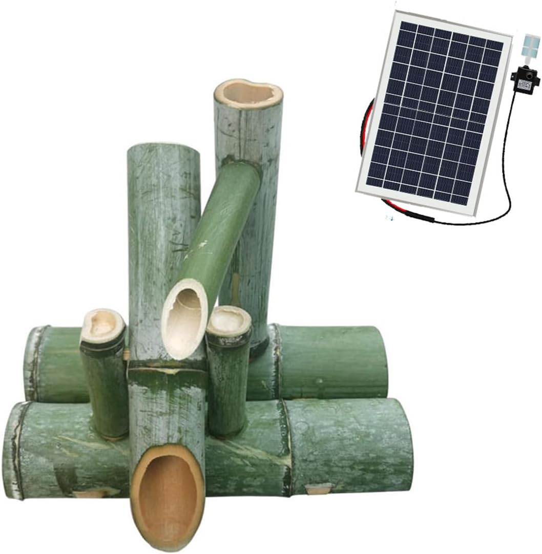 25cm,Solar Bamboo Fountain, Backyard Pond Kit,Japanese Zen Garden Decor Lucky Outdoor Garden Feature Decor with Pump and Solar Panel,for Indoor Outdoor Backyard Lawn (35cm)
