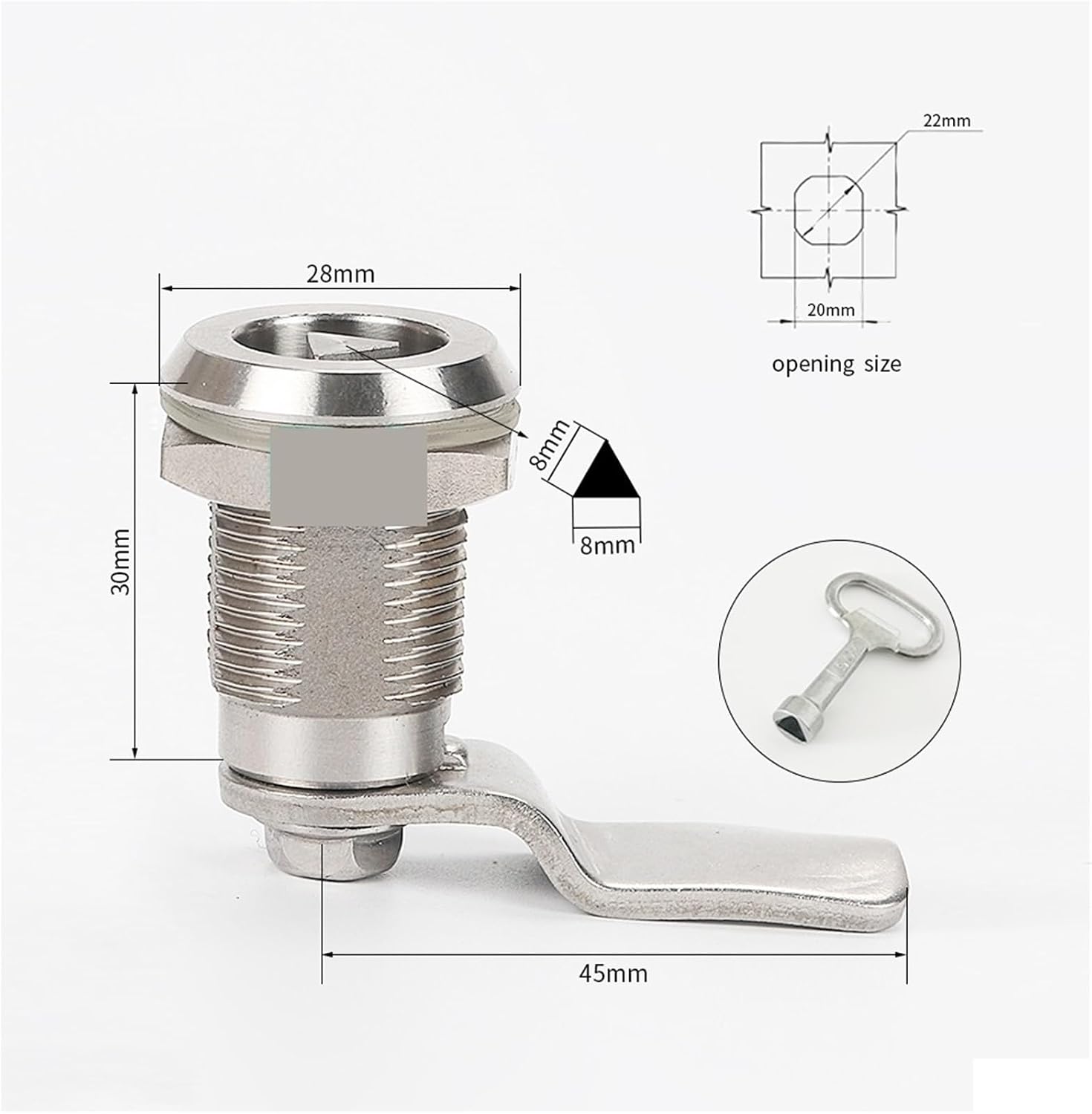 MS705-30 Long Lock Body Stainless Steel Triangle Lock 1Pcs