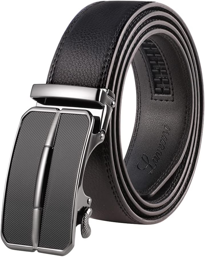 LavemiMen's Real Leather Ratchet Dress Casual Belt, Cut to Exact Fit, Elegant Gift Box