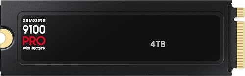 Samsung Memory MZ-VAP4T0CW 9100 PRO 4TB Internal SSD with Heat Sink, PCIe 5.0 x4, NVMe 2.0, SSD Designed for Pros & Gamers, Compatible with PC & Playstation 5, 5 Year Limited Warranty (UK Version)