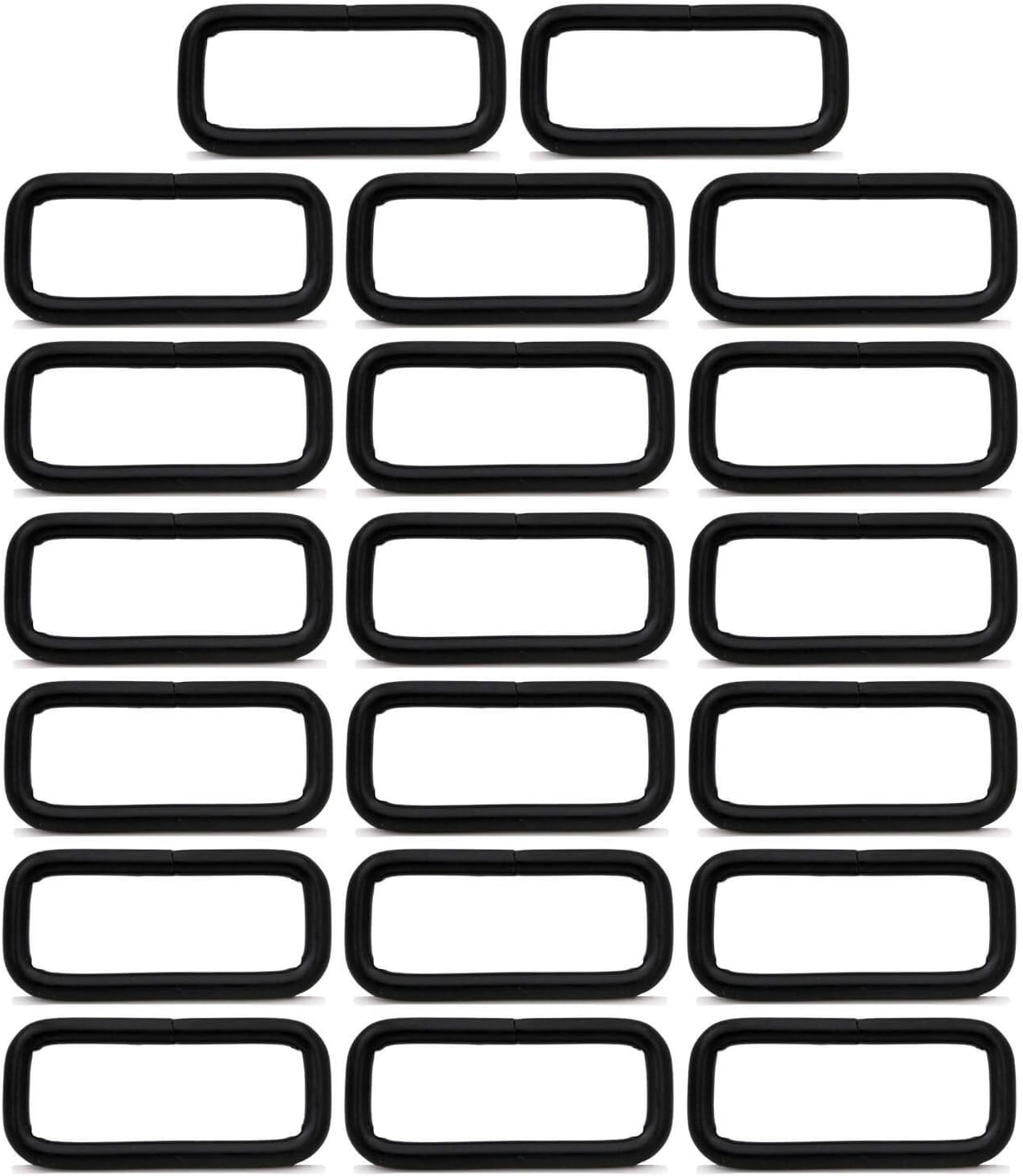 BIKICOCO Metal Rectangle Ring Buckles Square Strap Webbing Belt Rings for Bag Purse Non Welded 1-1/2 x 9/16 Inch, Black