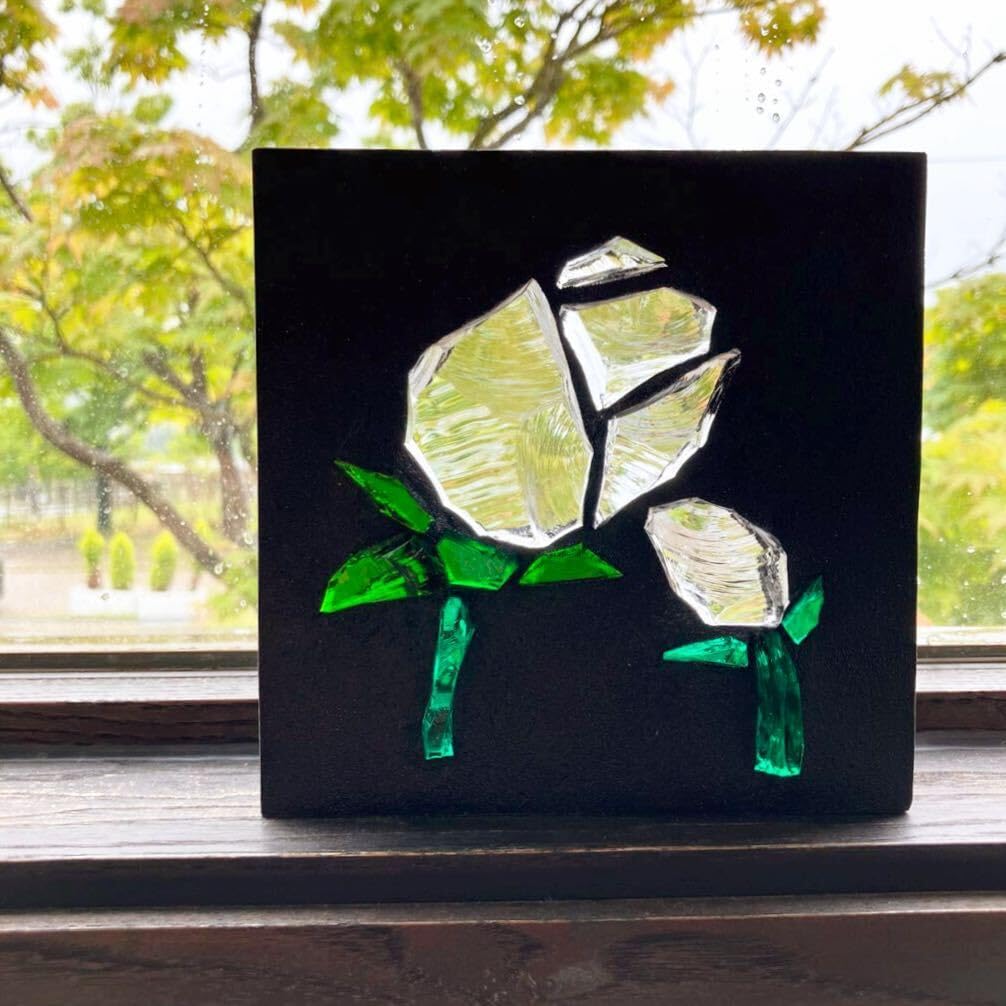 Amazon.co.jp: 高級ステンドグラスロクレール『薔薇の蕾』 バラ