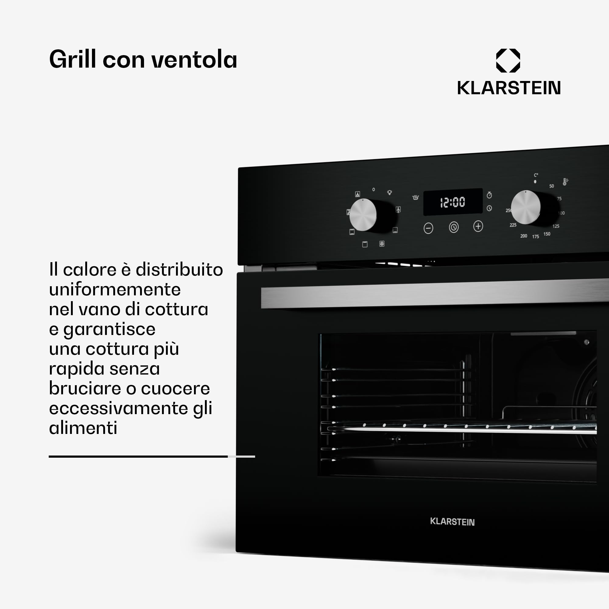 Klarstein SpaceSmart - Forno da Incasso, 41L, 8 Funzioni, Pulizia a Vapore, Timer Digitale, Forno Elettrico Ventilato, Sportello a Doppio Vetro Rimovibile, Classe Energetica A, Design Compatto