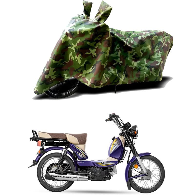 Image of 100% Water Resistant Bike Scooty Two Wheeler Body Cover Compatible for TVS XL100 Heavy Duty i Touch BS6 /UV-Rays /Heat Protection /Birds Dropping /Scratchproof /Dust Proof /Waterproof[Green MJ]