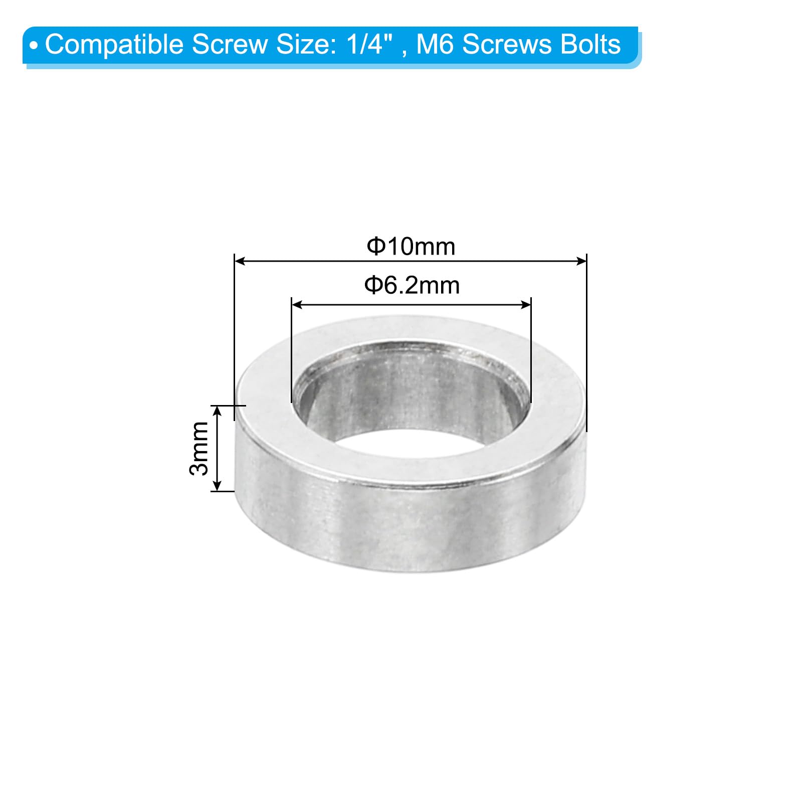 Distanziali In Acciaio Inox M6 - 10 Pezzi Per Viti 1/4" O M6, Ideali Per Progetti Fai-da-te - Foto 3