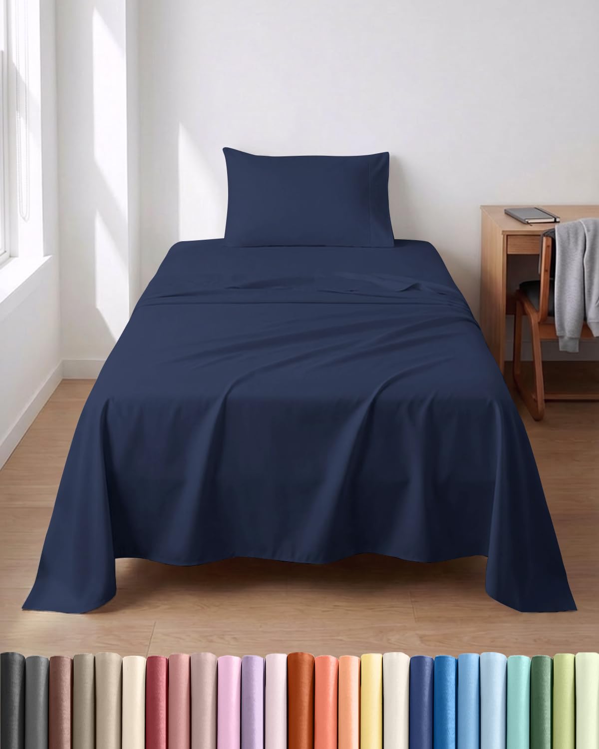 CGK Unlimited Lightweight Twin Sheet Set Navy Blue