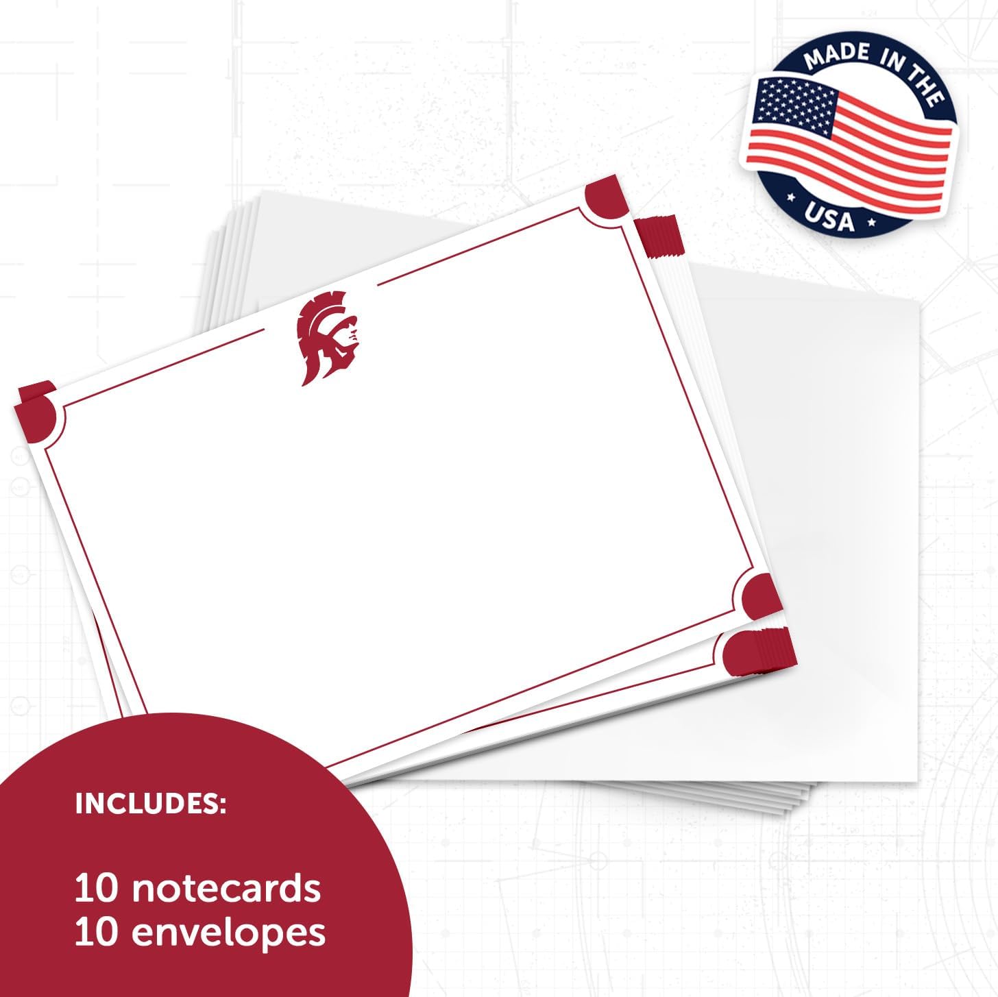 Desert Cactus USC 10 Pack Notecards University of Southern California Trojans Stationery Cardstock Includes Envelopes Memo Party Thank You (Notecard 4a)