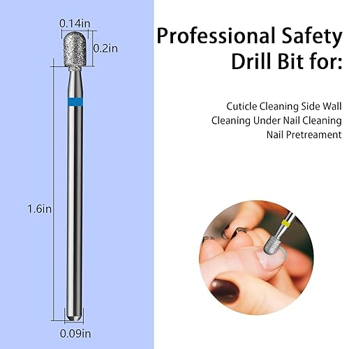 Miniatura 9 de Broca de uñas cilíndrica de carburo de diamante, vástago de 332 pulgadas, broca profesional de carburo de diamante para uñas de gel acrílico, salón