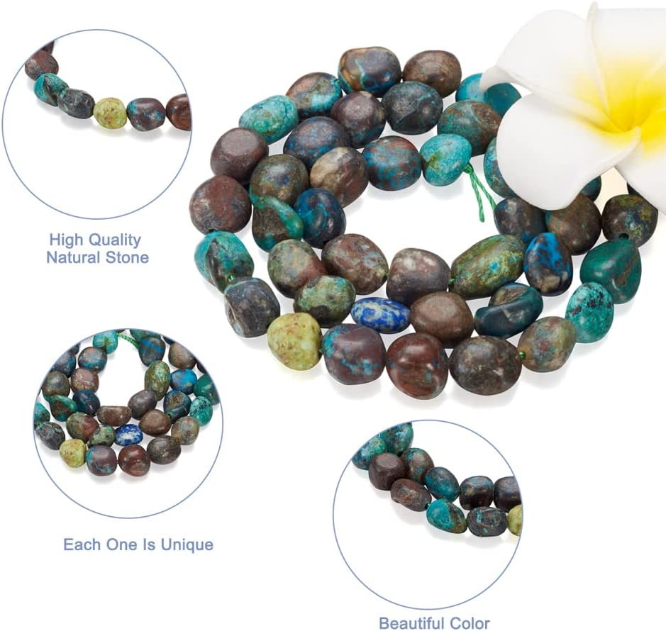 Fashewelry 41Pcs Irregular Natural Chrysocolla Beads Nugget Tumbled Chakra Gemstone Beads Crystal Healing Drilled Loose Beads 8-10x8-9mm for Earring Bracelet Necklace Jewelry Making - Image 6