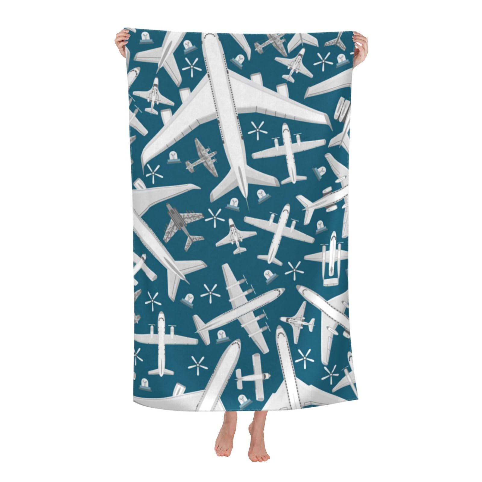 LSRCPD Beach Towel Plane Aircraft Airplane Jet Microfiber Beach Towels Blanket Oversized Tropical Big Extra Large XL Pool Towels Quick Dry Sandproof for Women Girls Kids