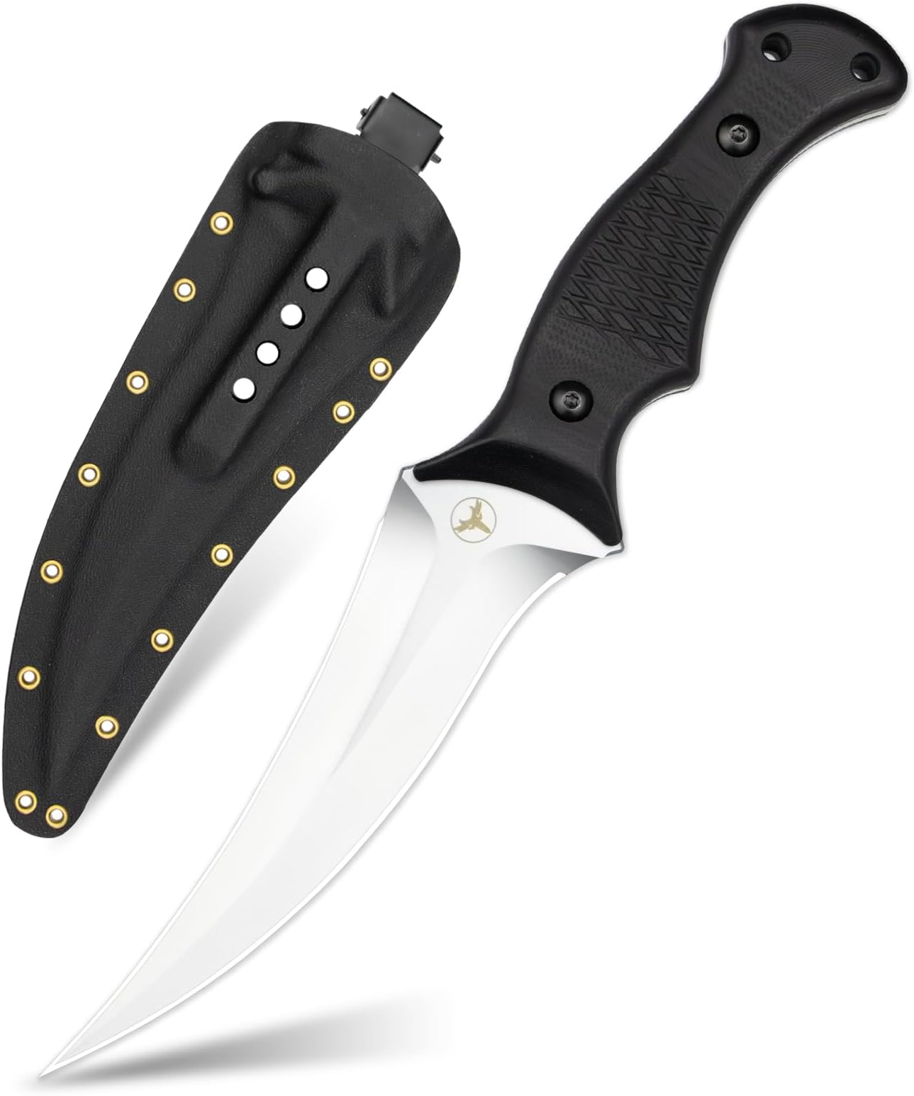 LR868 Tactical Fixed Blade Knife, 5.06in Full Tang Double Edge Blade, 14C28N Steel with K Sheath, for Outdoor Survival and EDC (Plain Edge Version)