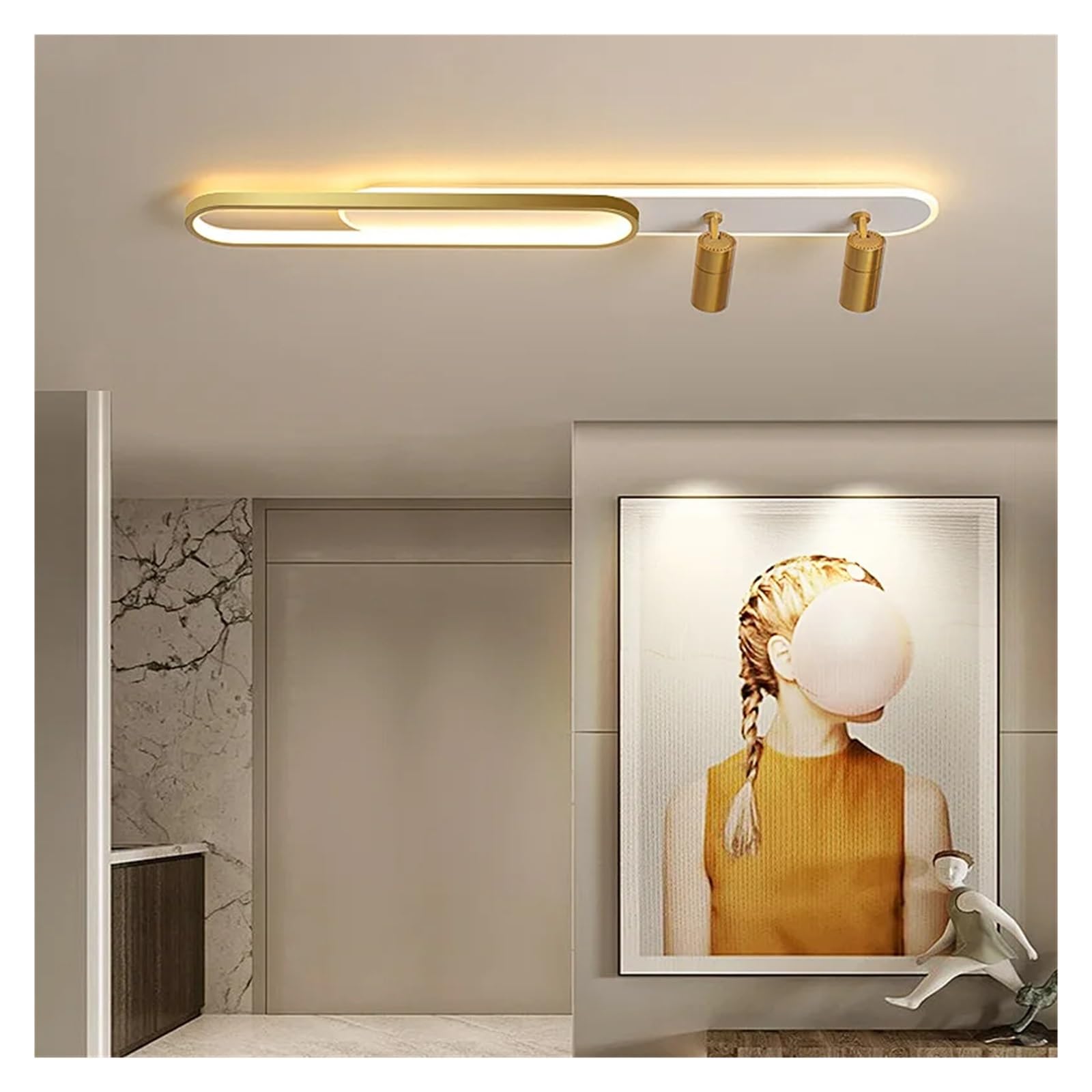 Nowoczesne lampy sufitowe LED z reflektorem do korytarza, kompatybilne z salonem, garderobą, dekoracja domu, oświetlenie LED, żyrandole-złoty-L100 cm