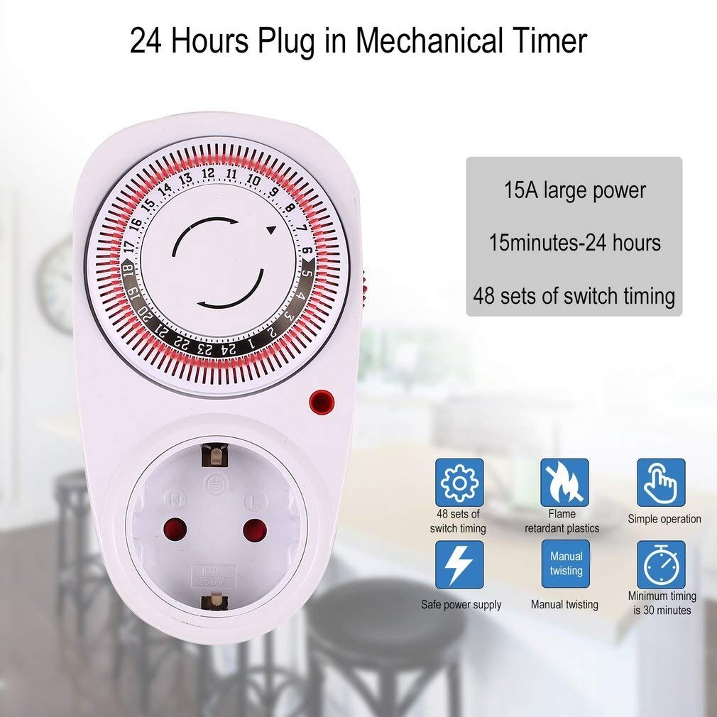 Eieruhren 24 Stunden Timer EU/US/UK-Stecker in Mechanical Grounded Programmierbarer Timer-Schalter Smart-Countdown Schaltsteckdose Indoor Auto Power Off Timer Eieruhren Zeitschaltuhren