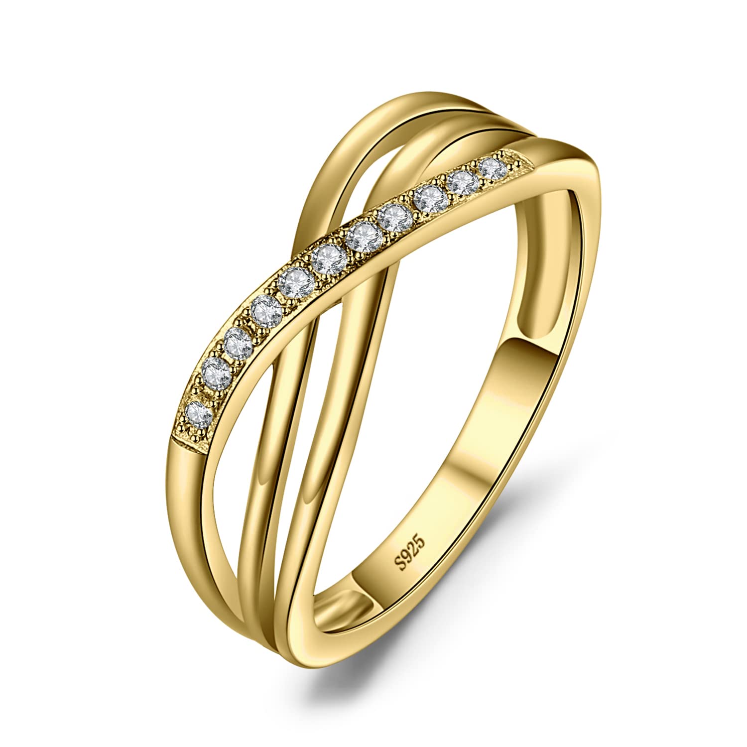 JewelryPalace Infinito Nudo Anillos Mujer Plata Oro 14k Oro Rosa, Anillo Promesa Cruz Ancho Sencillo, Anillo Elegante Piedra Preciosa Joyas de Mujer, Regalo Anillos Niña Conjunto Joyas Mujer