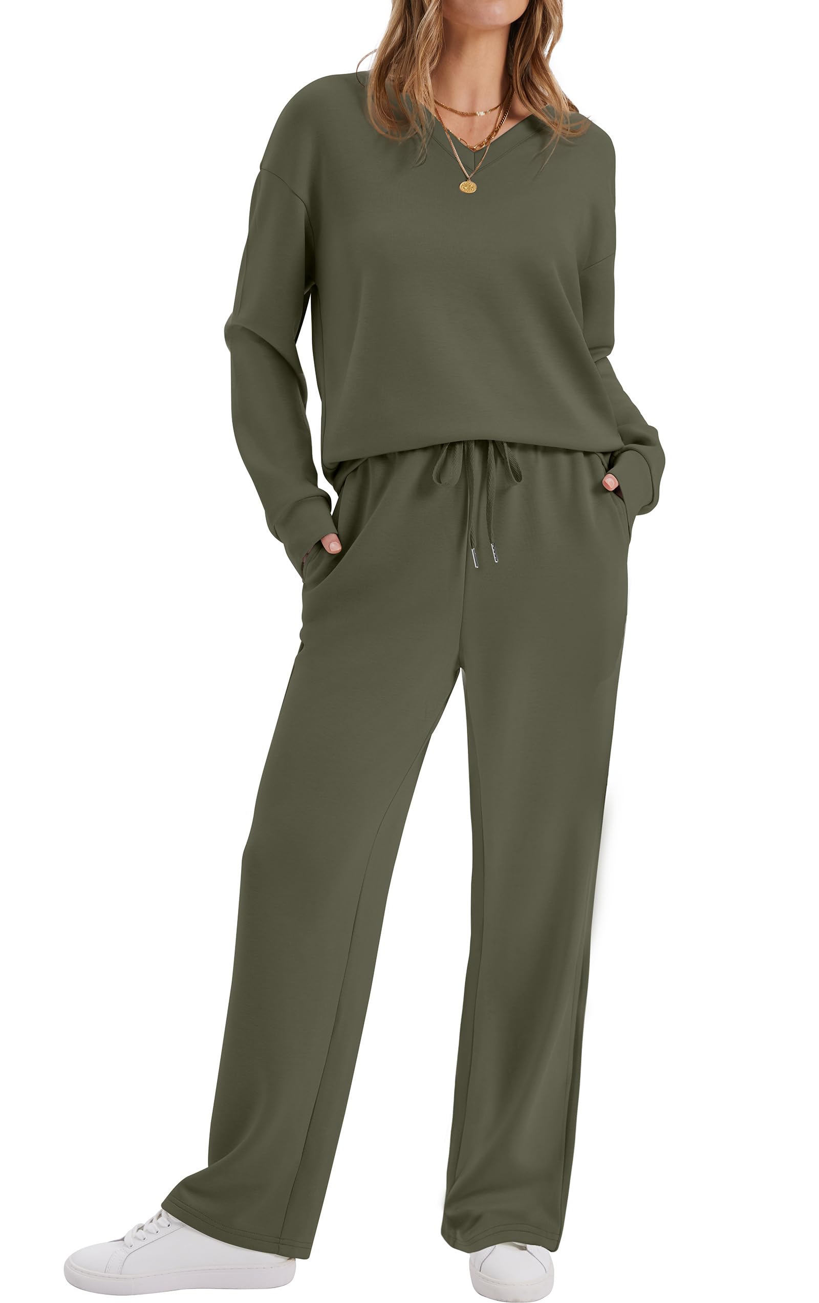 WIHOLL Women's 2 Piece Matching Lounge Set Sweatsuits Fall Outfits