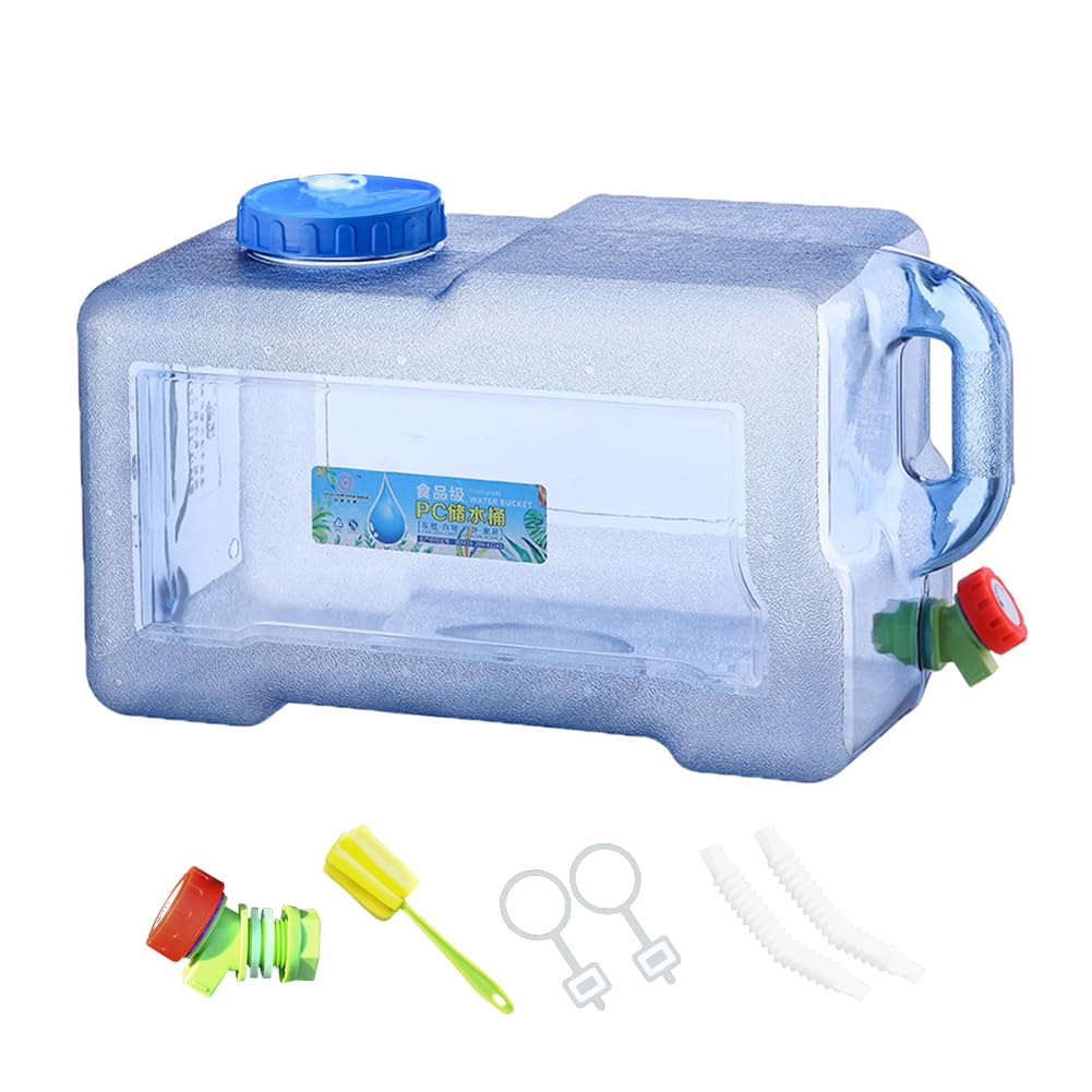 Starnearby Bidon d'eau avec Robinet, Réservoir d'eau Potable, Jerrican Alimentaire Camping, Conteneur d'eau sans BPA avec Robinet de Rechange, Tuyaux, Brosse pour Camping, Randonnée