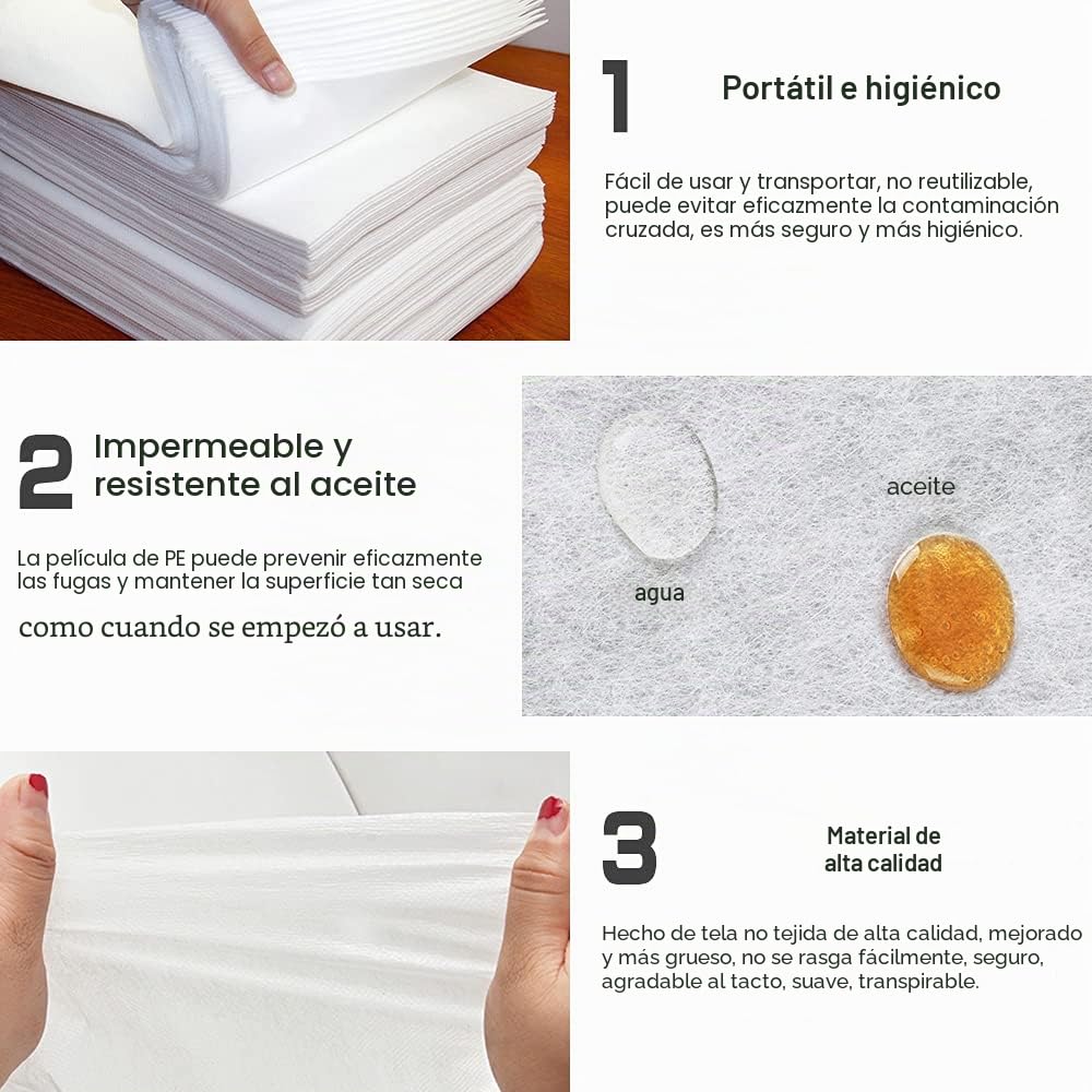 100 PCS Sábanas Desechables de tela no tejida, 80 x 180 cm, Toallas de Masaje Desechables Para Salón de Belleza, Spa, Camas de Hospital
