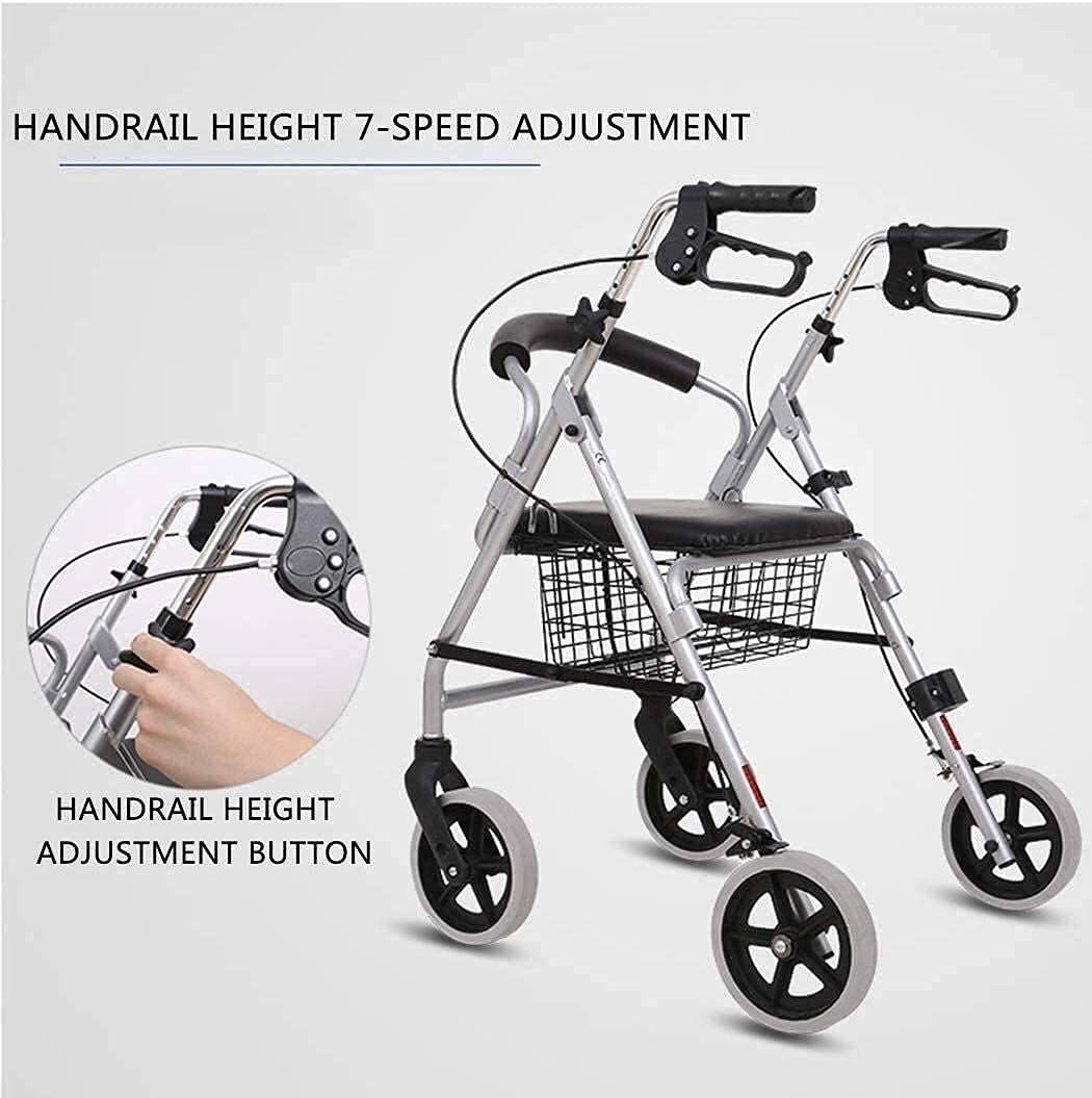 Chodziki dla osób starszych Chodzik dla seniorów Rollator Rollator Chodzik z siedziskiem i kółkami, składane przenośne chodziki dla seniorów Chodzik z koszem do przechowywania o dużej pojemności