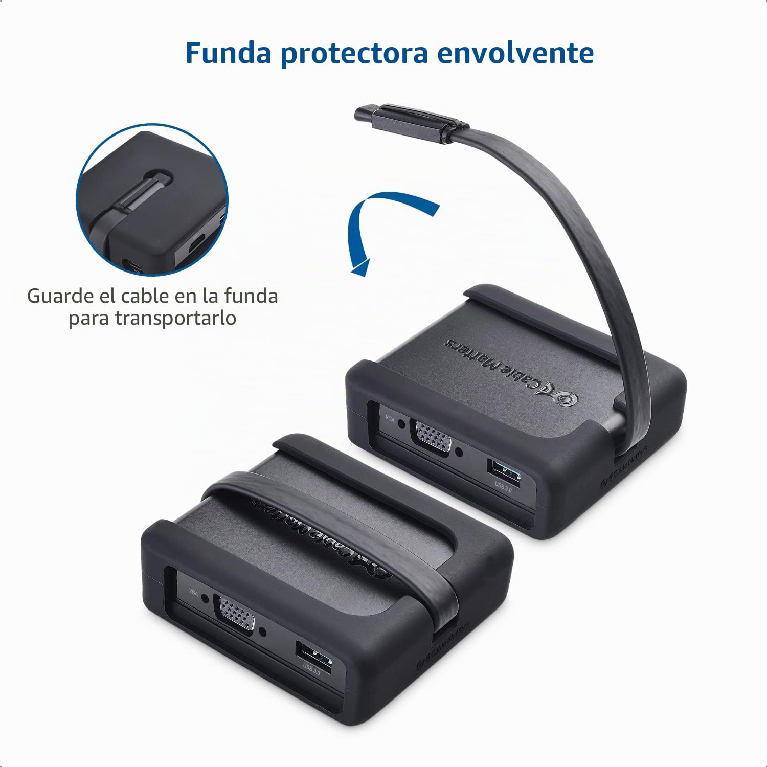 Cable Matters 7 en 1 Hub USB C HDMI, DisplayPort, VGA, USB 3.0, Gigabit Ethernet, Carga de 100 W - Puerto Thunderbolt 4 / USB4 / Thunderbolt 3 Compatible con MacBook Pro, DELL XPS, Surface Pro y más