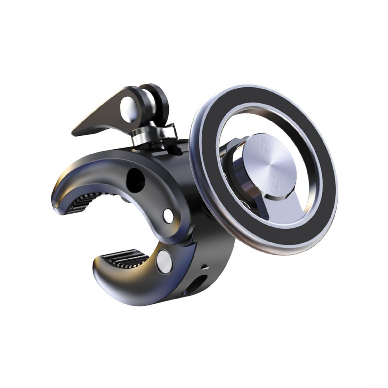 Soporte magnético para teléfono, para gimnasio, bicicletas, cochecitos, carritos de golf, soporte de abrazadera ajustable con imán fuerte, accesorio deportivo de aleación de aluminio y