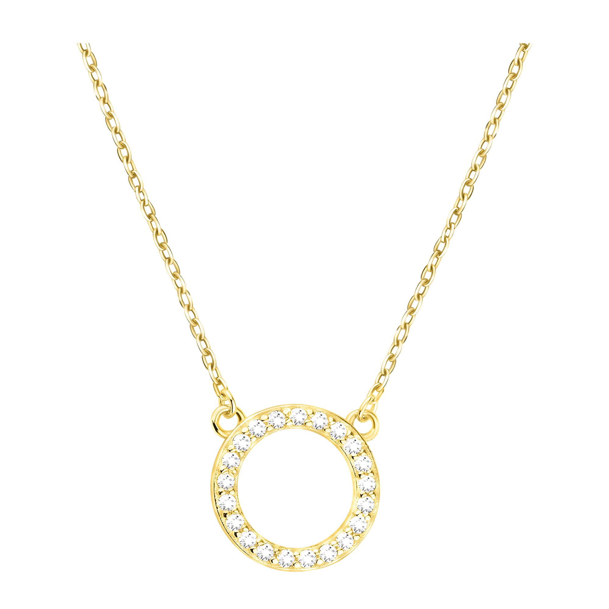 Elli Damesketting met hanger hart liefde 925 zilver deels verguld zirkonia wit rond geslepen, 45 cm, Facetgeslepen, Zirkonia