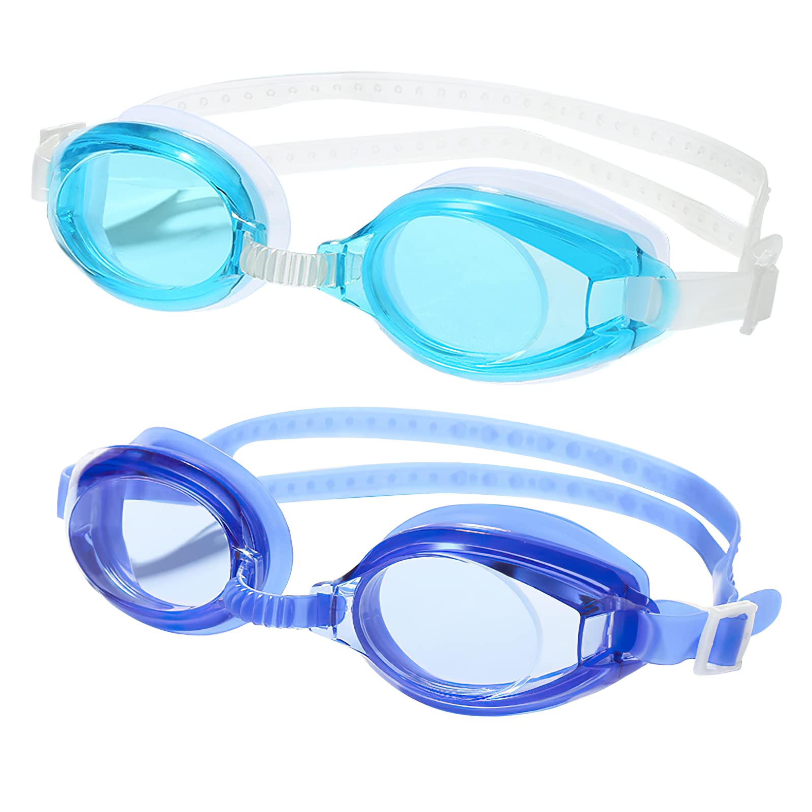Lot de 2 lunettes de natation pour enfants – Lunettes de natation à sangle réglable rapide pour enfants, anti-buée, étanche, vision claire