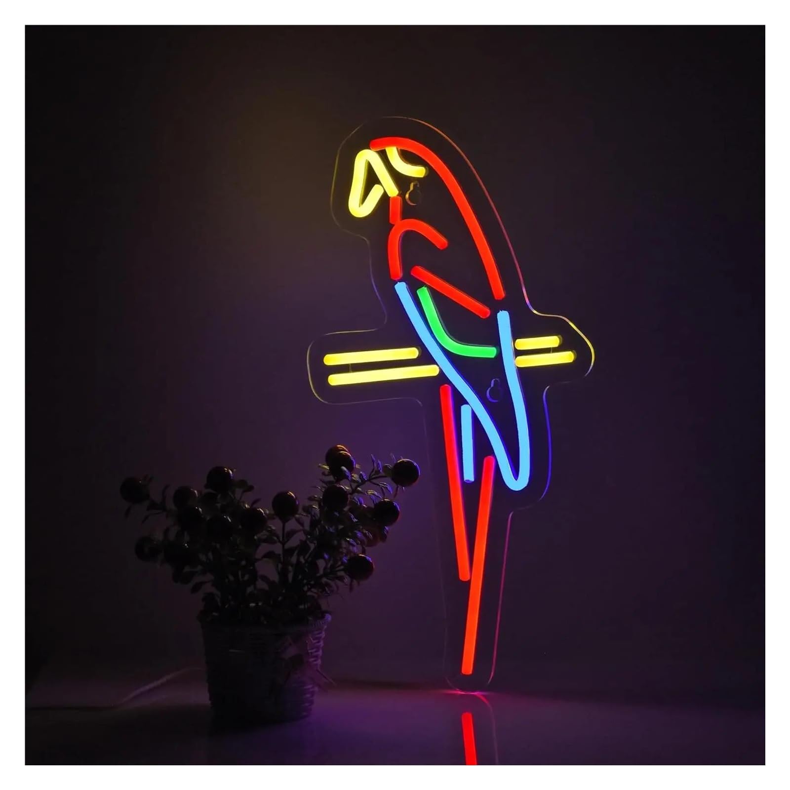 SHOUXI Sign Lamp Parrot Neon Sign Beach Bar LED Light Dimmable for Pub Party Man Cave Room Hotel Bedroom Office Wall Art Decor 43.18cmx22.86cm