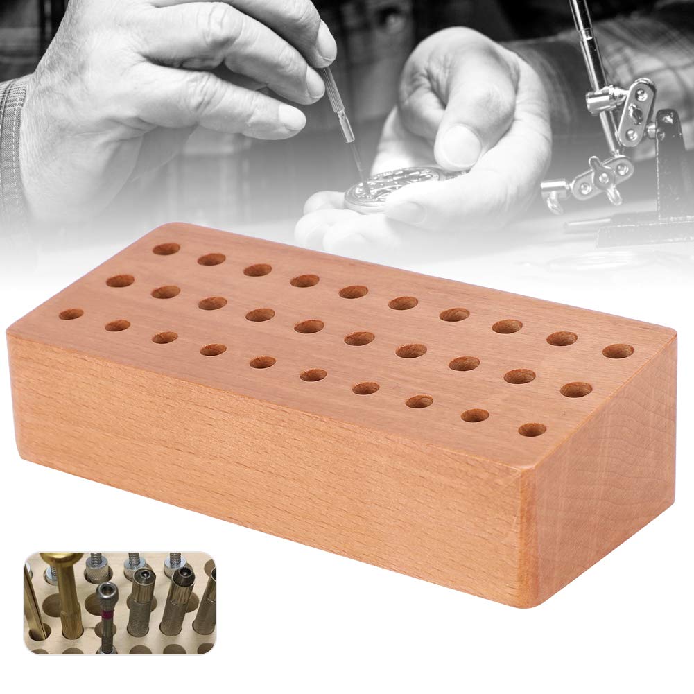 Supporto per Utensili in Legno per Cacciavite, Supporto in Legno per Riporre Oggetti con 30 Fori, Comodo e Durevole