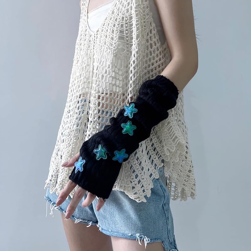 新品　aesynctx lace hand warmer neo grunge Women's Y2K Cutecore Arm Warmer Coquette Aesthetics Star
