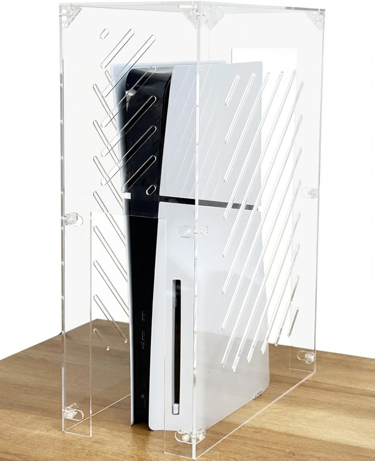 Clear Acrylic Dust Proof Cover for PS5 Console,Transparent Protection Case Compatible with Sony PlayStation 5 Pro/Slim/Disc/Digital Editions(12"L x 5.7"W x 16.3"H), Simple Self-Assembly Design