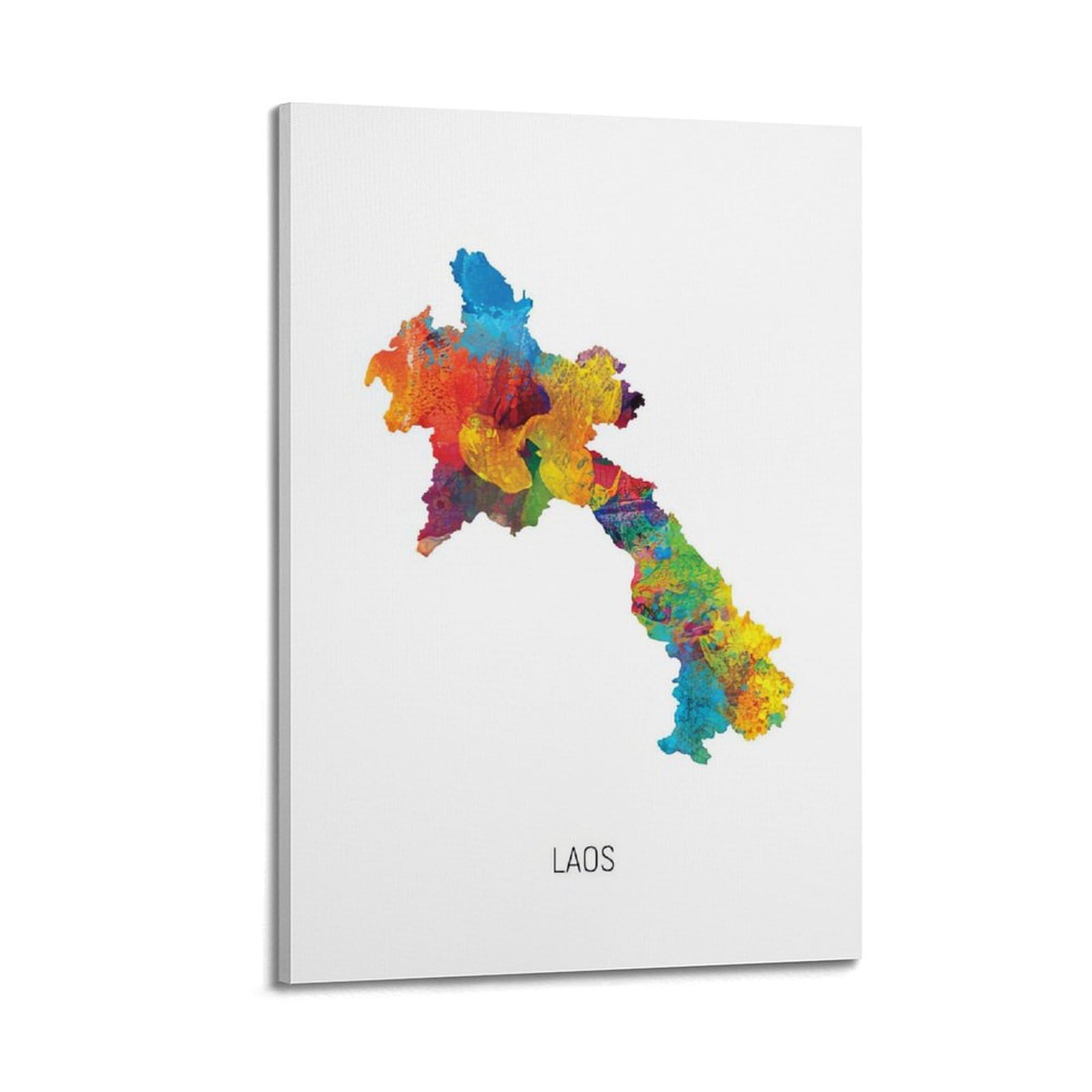 MJZLQN Map Poster Of Laos With Watercolor Poster Decorative Painting Canvas Wall Posters And Art Picture Print Modern Family Bedroom Decor Posters 20x30inch(50x75cm)