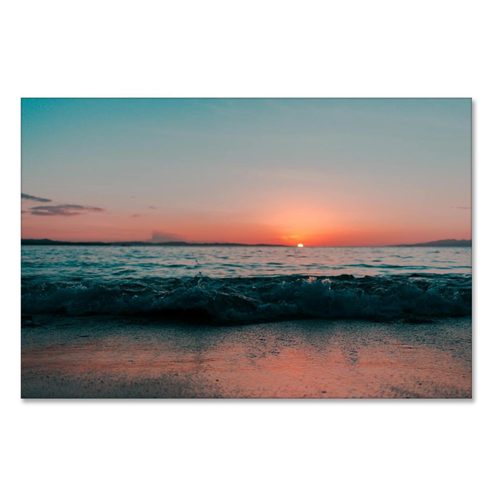 GRASKY Strand sonnenuntergang bild sonnenuntergang bild auf leinwand wandbilder landschaftsbilder mit rot Leinwandbilder Meer, Sonne Wohnzimmer Deko Kunstdrucke 60x90cm(24x35 Zoll), rahmenlos
