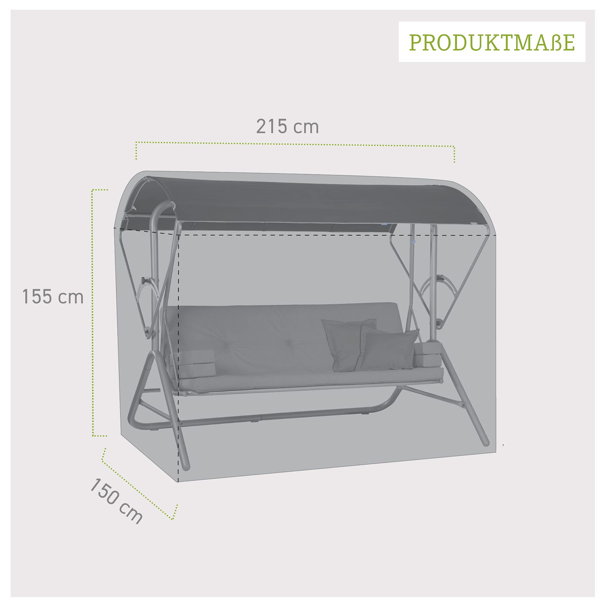 Acamp Hollywoodschaukel Abdeckung 215x155x150 cm|transparent und witterungsfest|optimaler Schutz für Gartenschaukel mit Dach |robustes PE-Bändchengewebe aus Recycling-Material|reißfest und langlebig