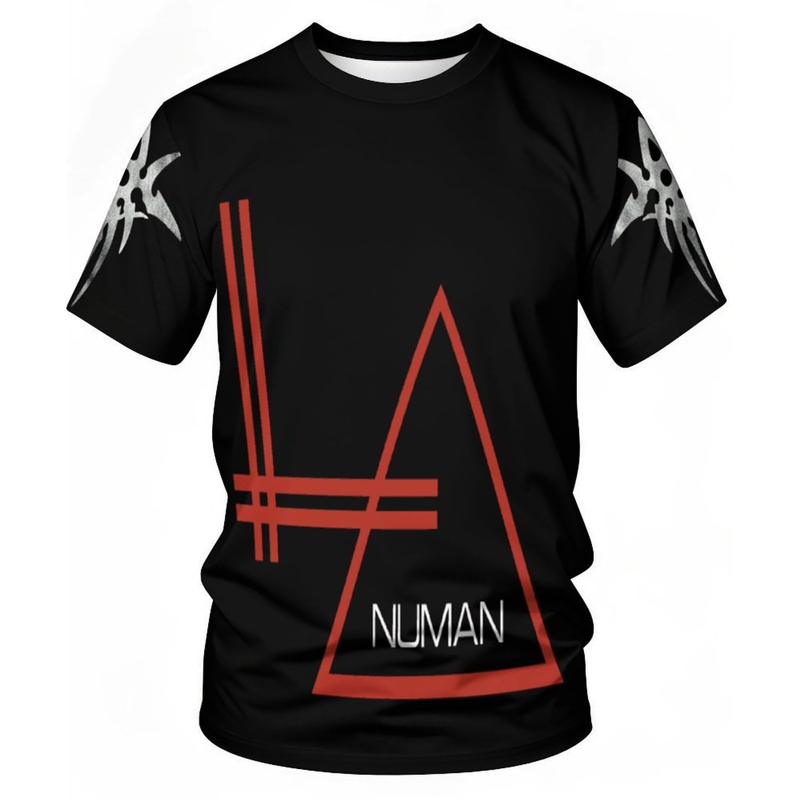 MZPQDKSLK Men's Gary Logo Graphic Black Numan T-Shirt Short Sleeve T Shirt for Men Round Neck Music Band Tshirt Clothes Merch for Fans Gift
